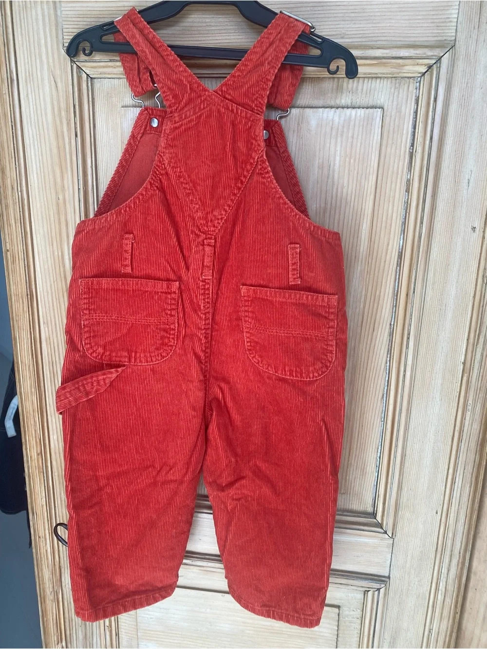 077–Vintage Baby Gap Dark Orange Corduroy Overalls with Adjustable Straps